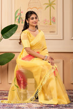 Everyday Grace Yellow Organza Saree